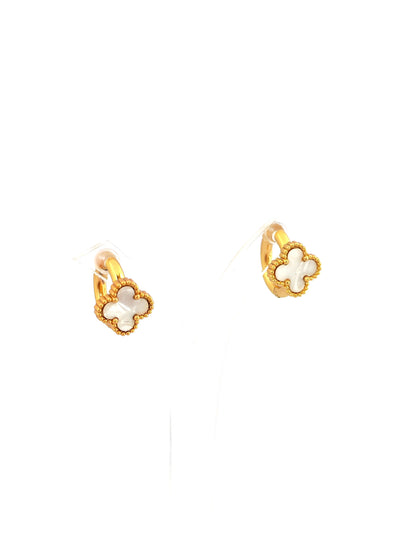 WHITE VANC STAINLESS HOOP EARRING